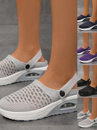 Half-slip Breathable And Lightweight Rear-lace Elastic Band Xiafei Woven Toe Solid Color Women's Sports Style Two-way Sandals