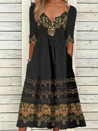 Loose Nationality/Ethnic Vintage Dress