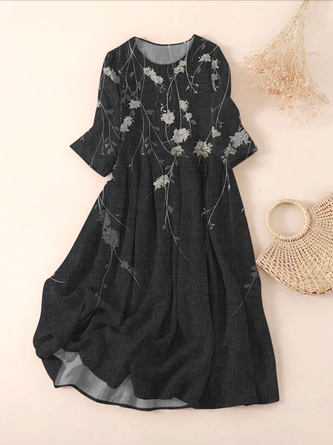 Floral Casual Regular Fit Dress With No