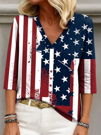 V Neck Cotton Casual Shirt
