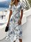 Leaf Regular Fit V Neck Casual Dress With No