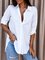 Women's Long Sleeve Shirt Spring/Fall White Plain Buckle Shirt Collar Daily Going Out Casual Top