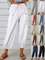 Women's Elastic Waist H-Line Wide Leg Pants Daily Going Out Pants White Casual Split Joint Plain Spring/Fall Pants