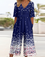 Gradient Pattern Simple V Neck Jumpsuit