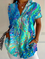 Women's Short Sleeve Shirt Summer Blue Abstract Printing Shirt Collar Daily Going Out Casual Top