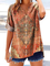 Casual V Neck Cotton Nationality/Ethnic Shirt