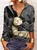 Casual Christmas Plaid Cat Long sleeve V Neck T-Shirt Xmas T-shirt