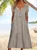 Buckle Striped Printed Vacation Loose Short Sleeve Midi Dress