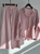 Casual Shawl Collar Loose Plain Two-Piece Set