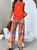 Multicolor Block Casual Crew Neck Two-Piece Set With No
