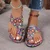 Ethnic Retro Flat Toe Slippers 2025 Summer New Breathable Printed Roman Style Slippers