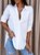 Women's Long Sleeve Shirt Spring/Fall White Plain Buckle Shirt Collar Daily Going Out Casual Top