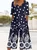 V Neck Vintage Gradient Pattern Loose Jumpsuit