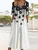V Neck Casual Loose Gradient Pattern Jumpsuit
