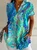 Women's Short Sleeve Shirt Summer Blue Abstract Printing Shirt Collar Daily Going Out Casual Top
