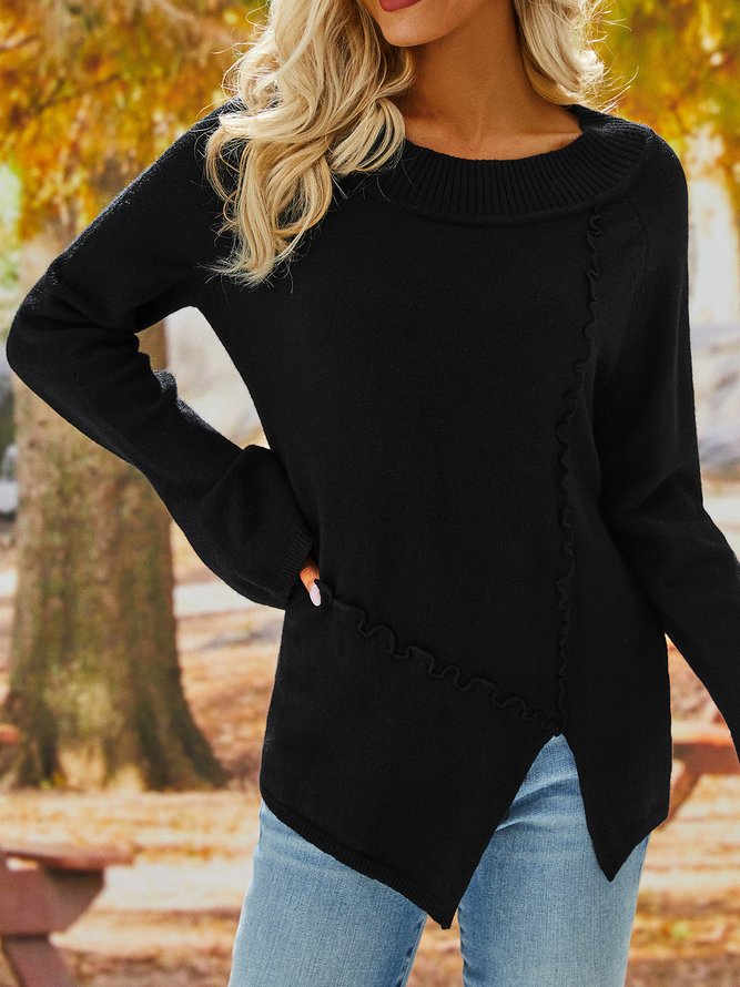 European and American large size retro casual irregular sweater