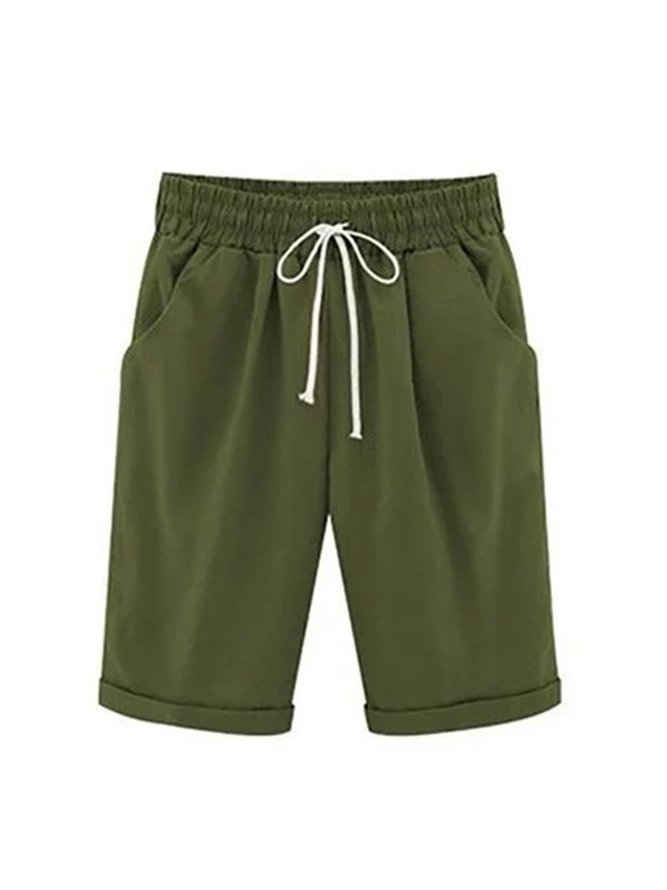 Women Casual Linen & Cotton Bottoms Shorts
