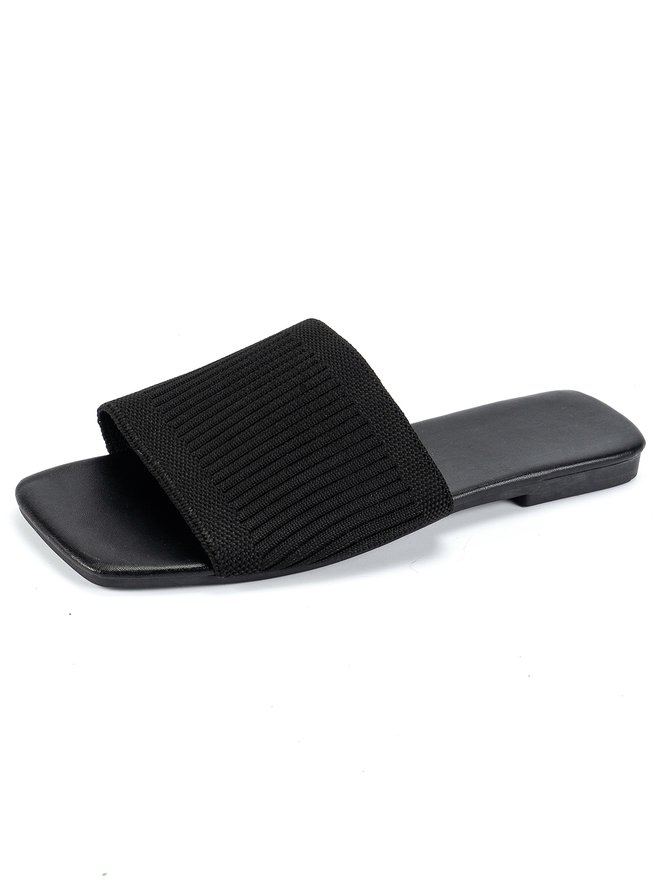 Plain Mesh Fabric Summer Casual Slide Sandals