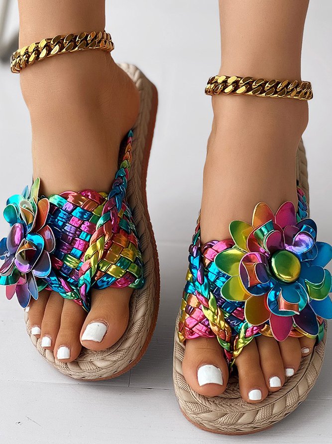 Pu Casual Summer Floral Slide Sandals