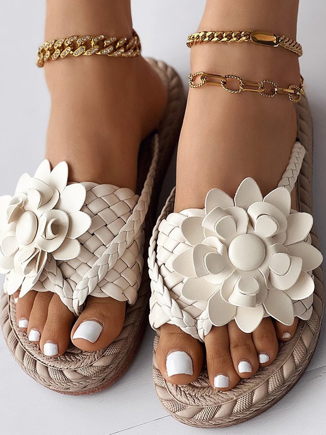 Pu Casual Summer Floral Slide Sandals