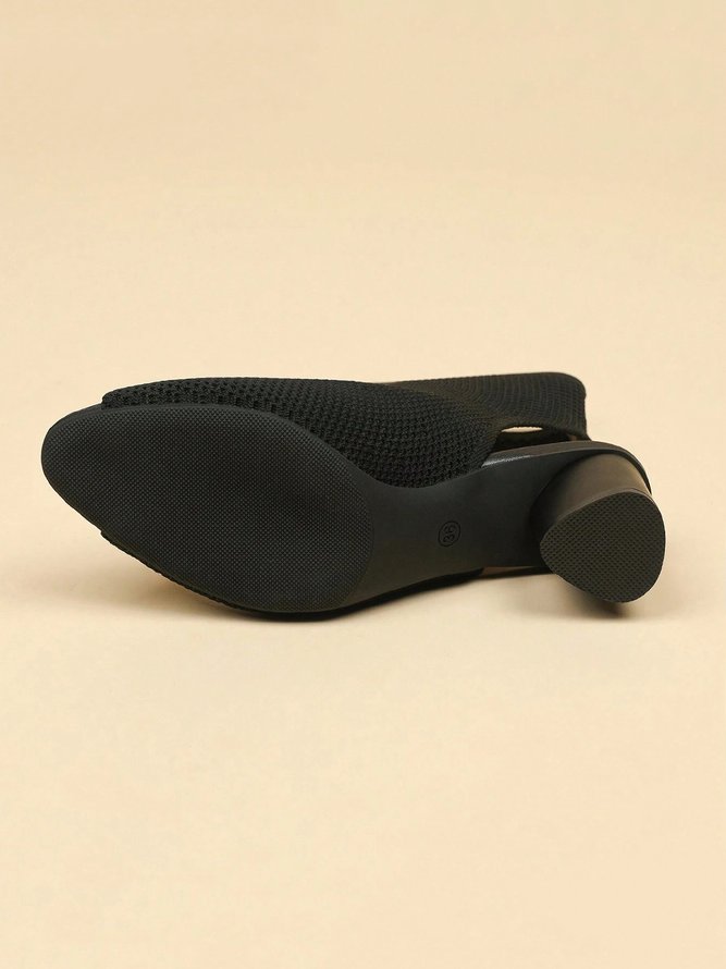 Minimalist Breathable Mesh Fabric Peep Toe Chunky Heel Boots