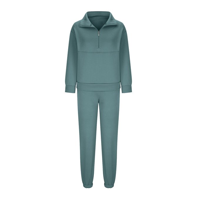 Casual Half Open Collar Two-Piece Set