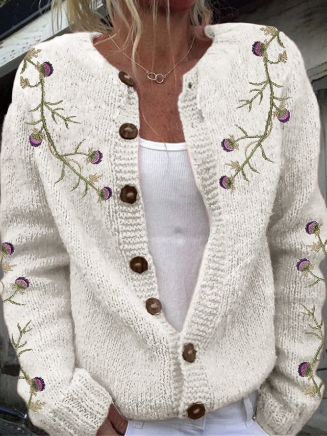 Scottish thistle knit sweater cardigan