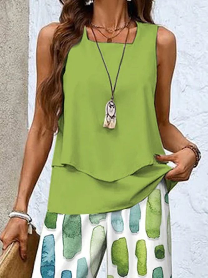 Women Crew Neck Comfy Casual Printing Top With Pants Two-Piece Set