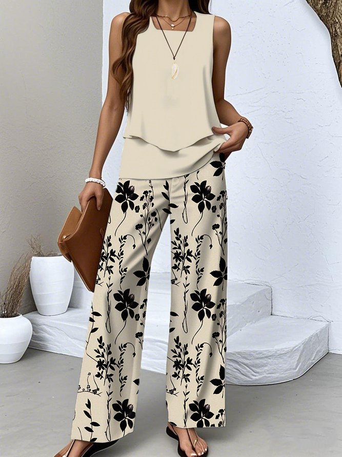 Floral Casual Two-Piece Set With No