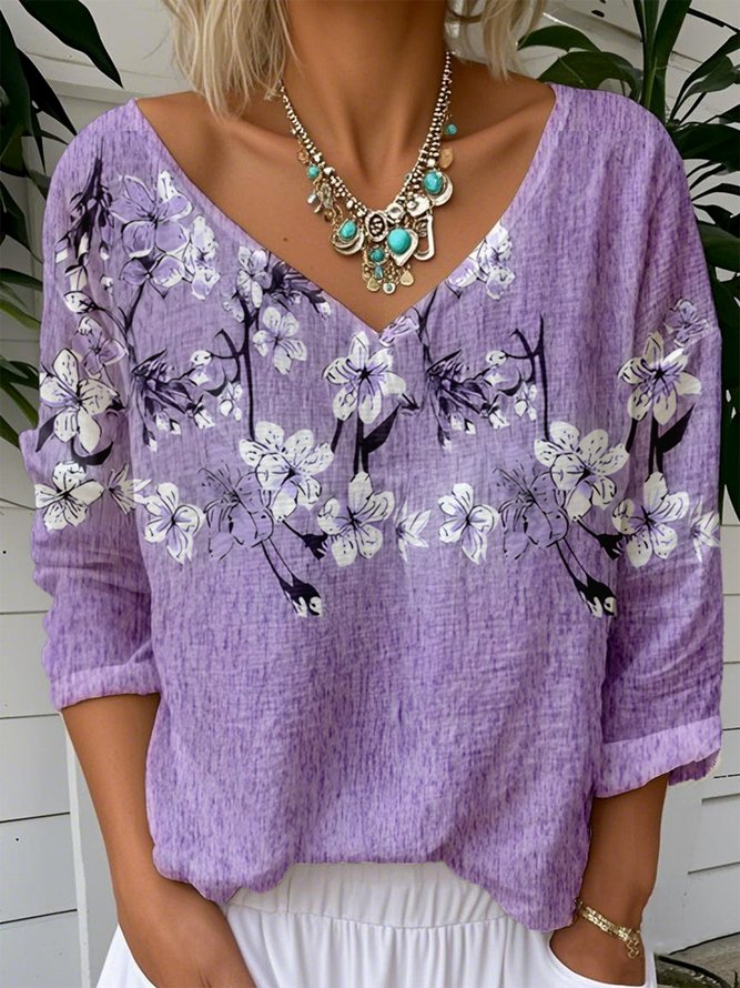 V Neck Loose Casual T-Shirt