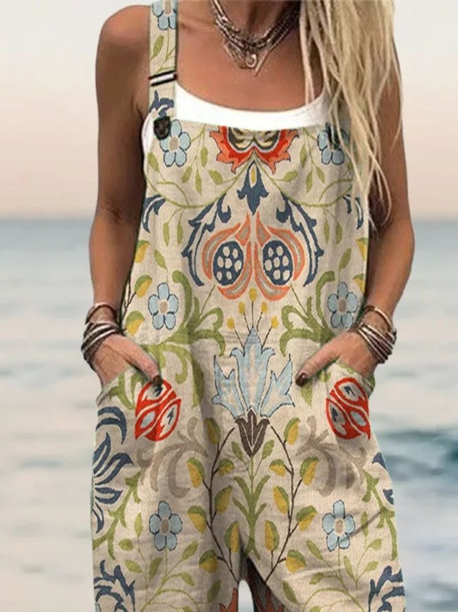 Ethnic Regular Fit Cotton And Linen Jumpsuit