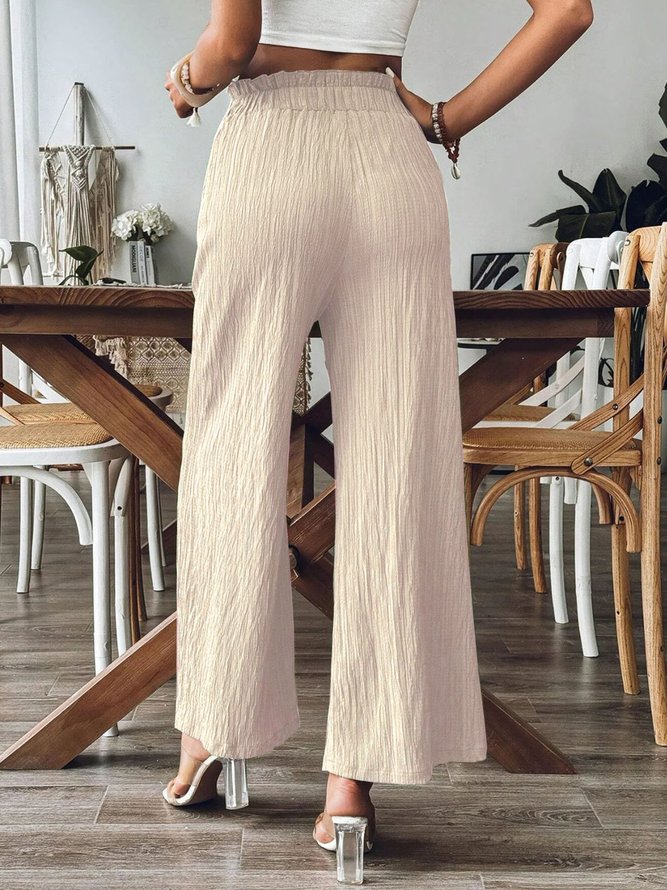 Plain Regular Fit Linen Casual Pants