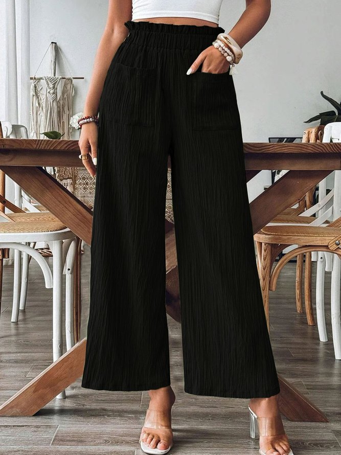 Plain Regular Fit Linen Casual Pants