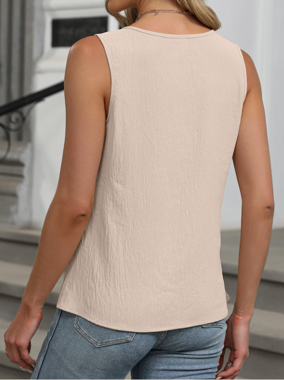 Women's Sleeveless Tank Top Summer Black Plain Ruched Crew Neck Daily Going Out Simple Top