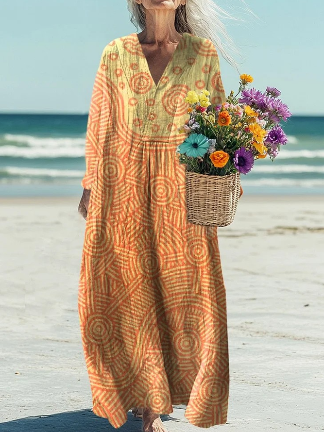 Women's Vintage Art Print Casual Dress