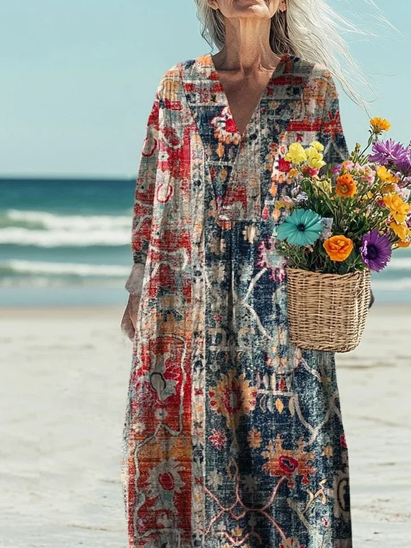 Women's Vintage Art Print Casual Dress