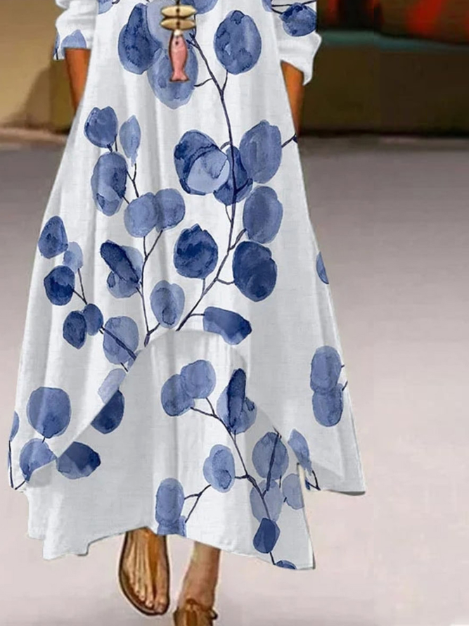 Women's Casual Double Layer Color Ink Floral Dress