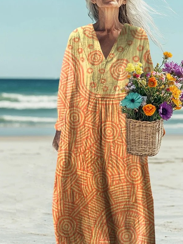 Women's Vintage Art Print Casual Dress