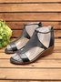 zolucky Women Casual Leather Comfy Wedge Sandals