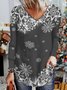 Christmas Snowflake Long Sleeve V Neck Casual T-Shirt Xmas T-shirt