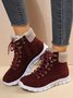 Casual Warm Fur Lined Lace-Up Boots