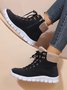 Casual Warm Fur Lined Lace-Up Boots