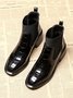 Croc-embossed Patent Leather Paneled Slip On Boots
