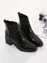 Croc-embossed Patent Leather Paneled Slip On Boots