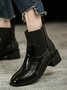 Croc-embossed Patent Leather Paneled Slip On Boots