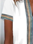 Plain Casual V Neck Lace Edge T-Shirt