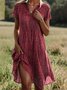 Women's Short Sleeve Summer Polka Dots Sundress Shirt Collar V Neck Going Out Casual A-Line Midi Dress Green Blue Red
