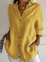 Women Casual Plain Cotton Casual Blouse