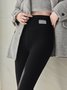 Tight Fleece Casual Plain Leggings