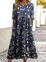 Floral Crew Neck Regular Fit Casual Dress With No